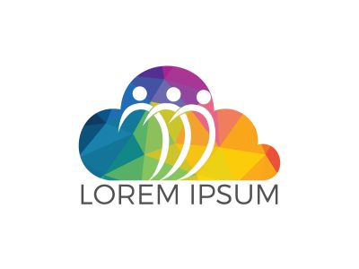 Community cloud abstract logo. Happy People logo. Teamwork symbol. Social logo. Partnership people icon.	