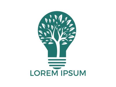 Abstract bulb lamp with tree logo design. Nature idea innovation symbol. ecology, growth, development concept.	