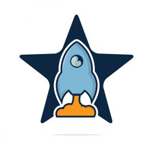  Star Rocket Vector Logo Design. Start up Rocket Space Ship Abstract Vector Logo.
