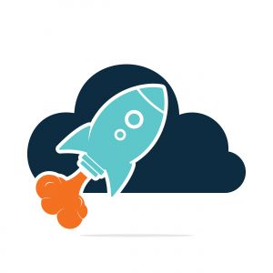  Rocket and cloud logo design. Start up and transport logo.