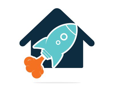 Rocket House Logo Design. Rocket Logo Vector Logo Template