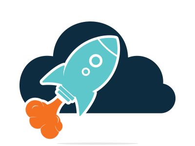  Rocket and cloud logo design. Start up and transport logo.