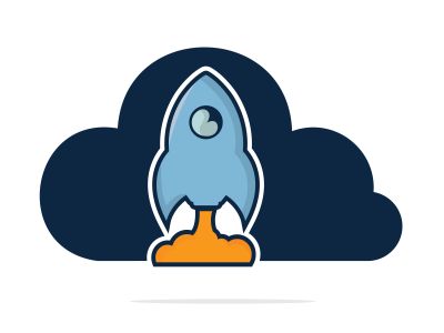  Rocket and cloud logo design. Start up and transport logo.