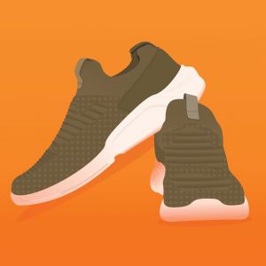 green shoes illustration, vector logo design.