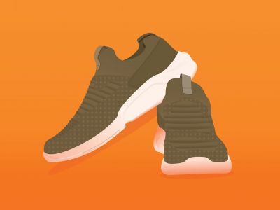 green shoes illustration, vector logo design.