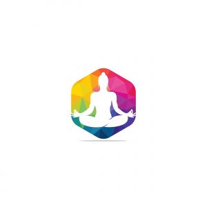 yoga lotus position vector logo design.