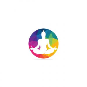 yoga lotus position vector logo design.