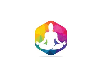 yoga lotus position vector logo design.