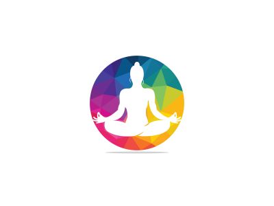 yoga lotus position vector logo design.