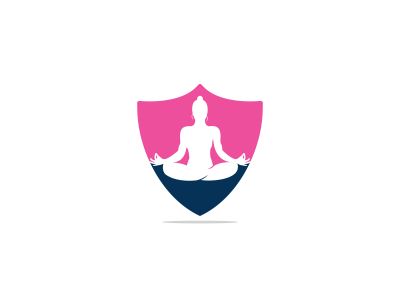 yoga lotus position vector logo design.