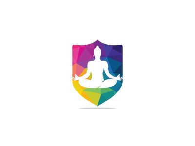 yoga lotus position vector logo design.